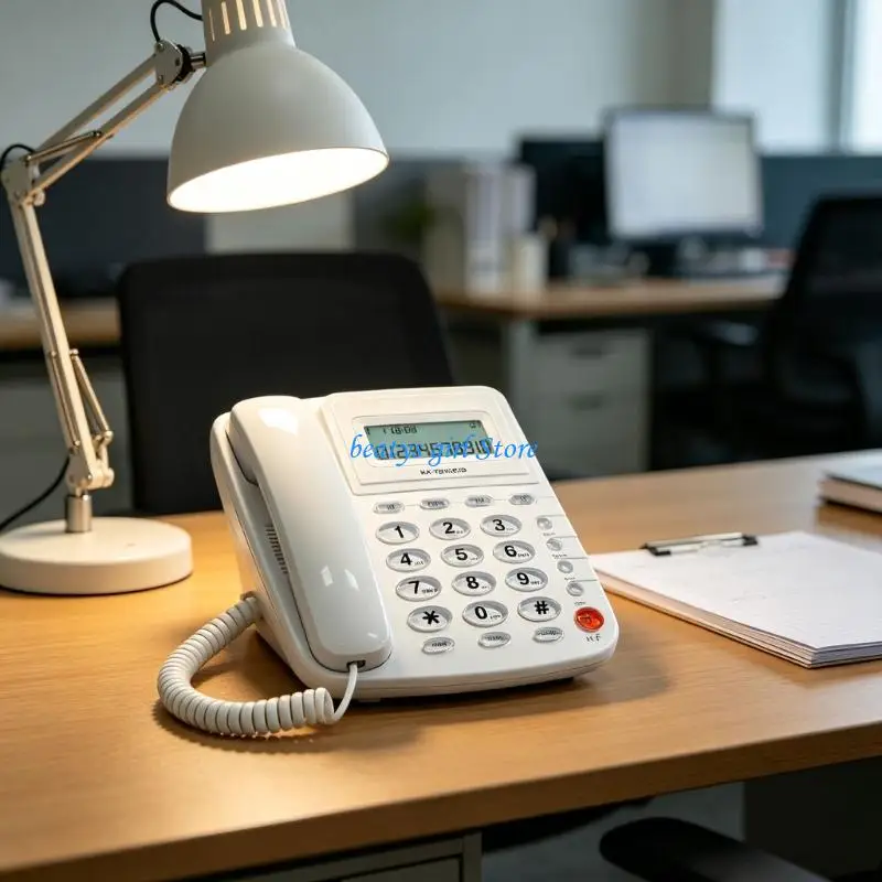 C7AB Large Button Phone for Seniors Corded Phone Noise Reduction Phone with Call Display for Hearing Guest Room Hotel Office