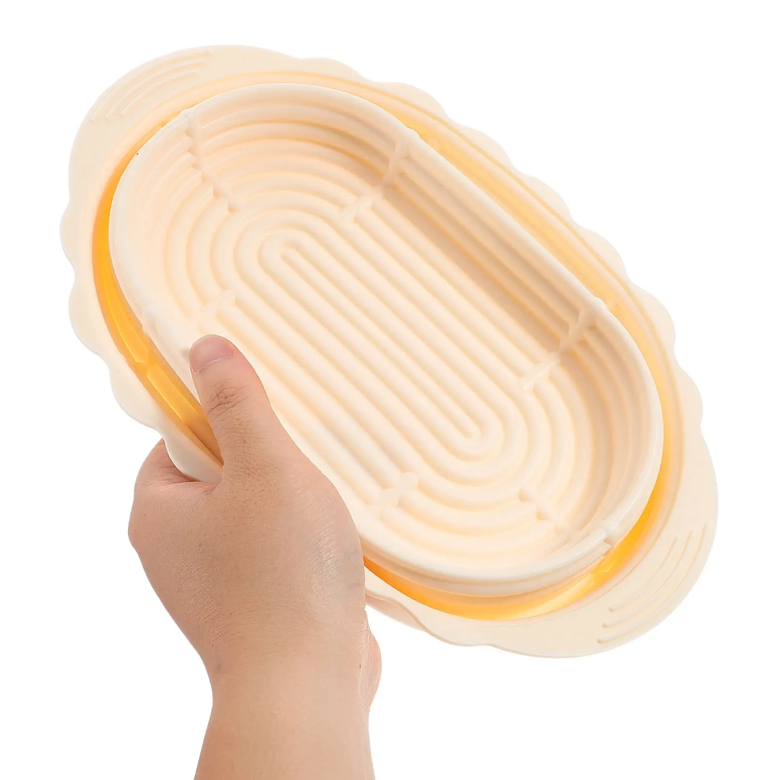 Silicone Bread Proofing Basket Foldable Oval Pink High Heat Resistant Large Capacity Dough Rising Bowl for Sourdough