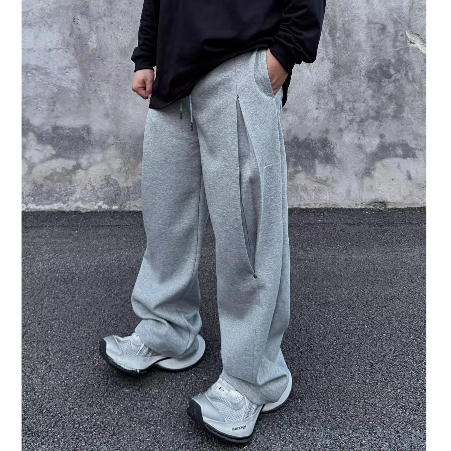 

Спортивные брюки с высокой талией и прямыми штанинами для мужчин и женщин, повседневные, свободного кроя, весенне-осенние, модные, брендовые, из полиэфирного волокна, молодежные, стильные