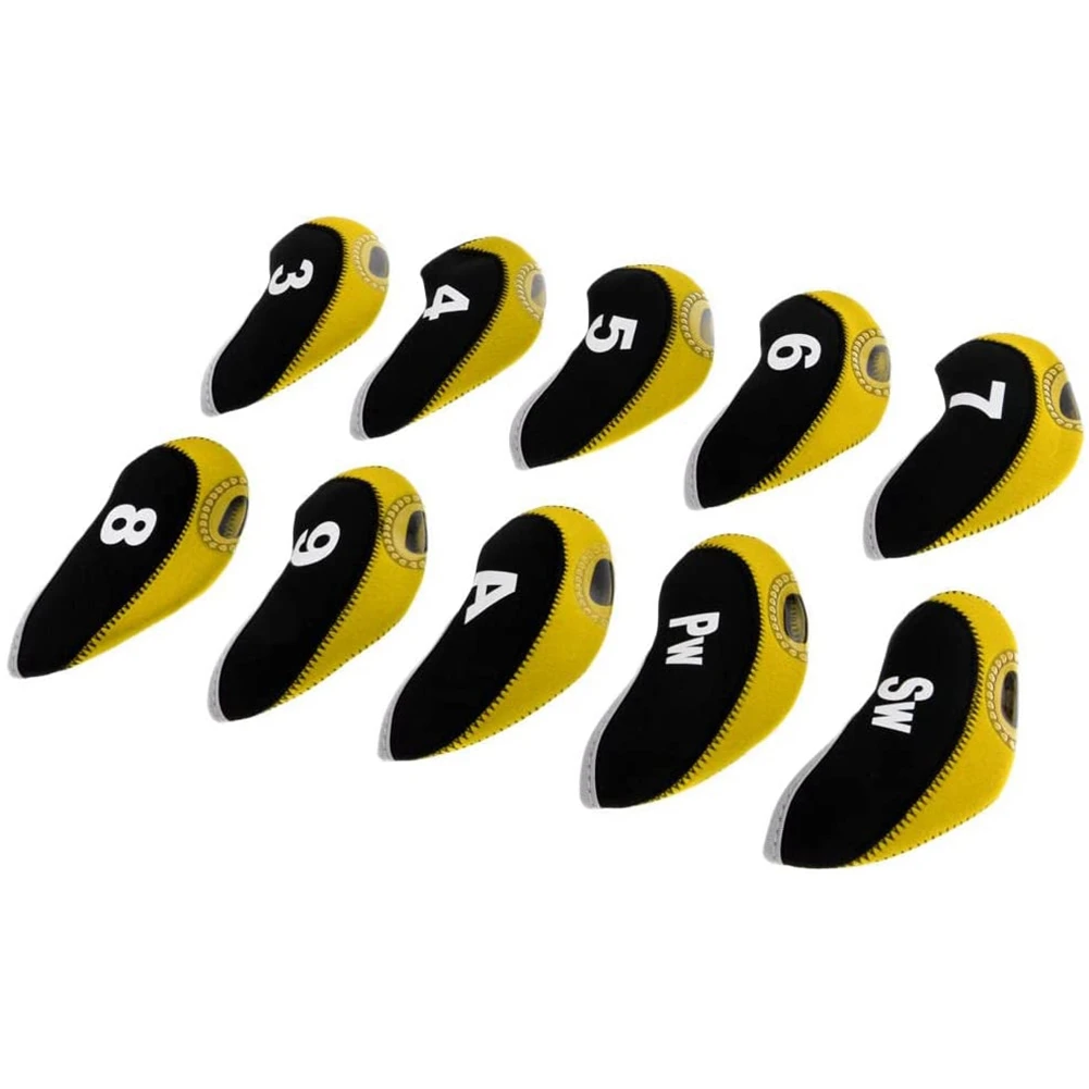 New 10Pcs/Pack Golf Club Head Wedge Neoprene Iron Cover Golf Head Covers Protective Set Dirtproof