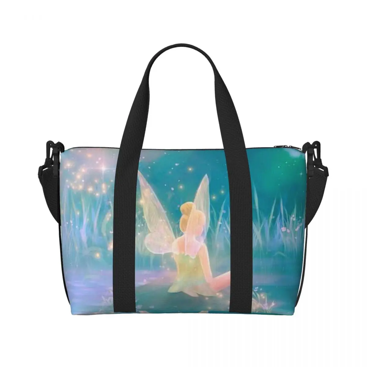 Custom Tinker Bell Cute Cartoon Tote Bag for Women Large Capacity Gym Beach Travel Bags