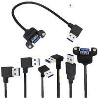 90 degree elbow USB 3.0 Extension Cable Male to Female Dual Shielded Foil+Braided  With Screw Panel Mount 30cm 60cm 1m 1.5m 3m