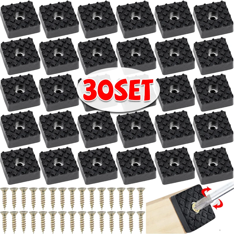 Non-slip Furniture Foot Pads Bumper Chair Leg Caps Cabinet Bottom Tips Floor Protector Pad with Screw Desk Chair Couch Leg Cover