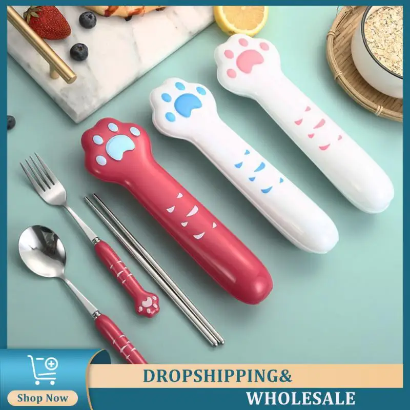 Creative Cat Claw Spoon Fork Chopsticks Set Durable And High Quality Convenient And Portable Stainless Steel Ceramic Bestseller