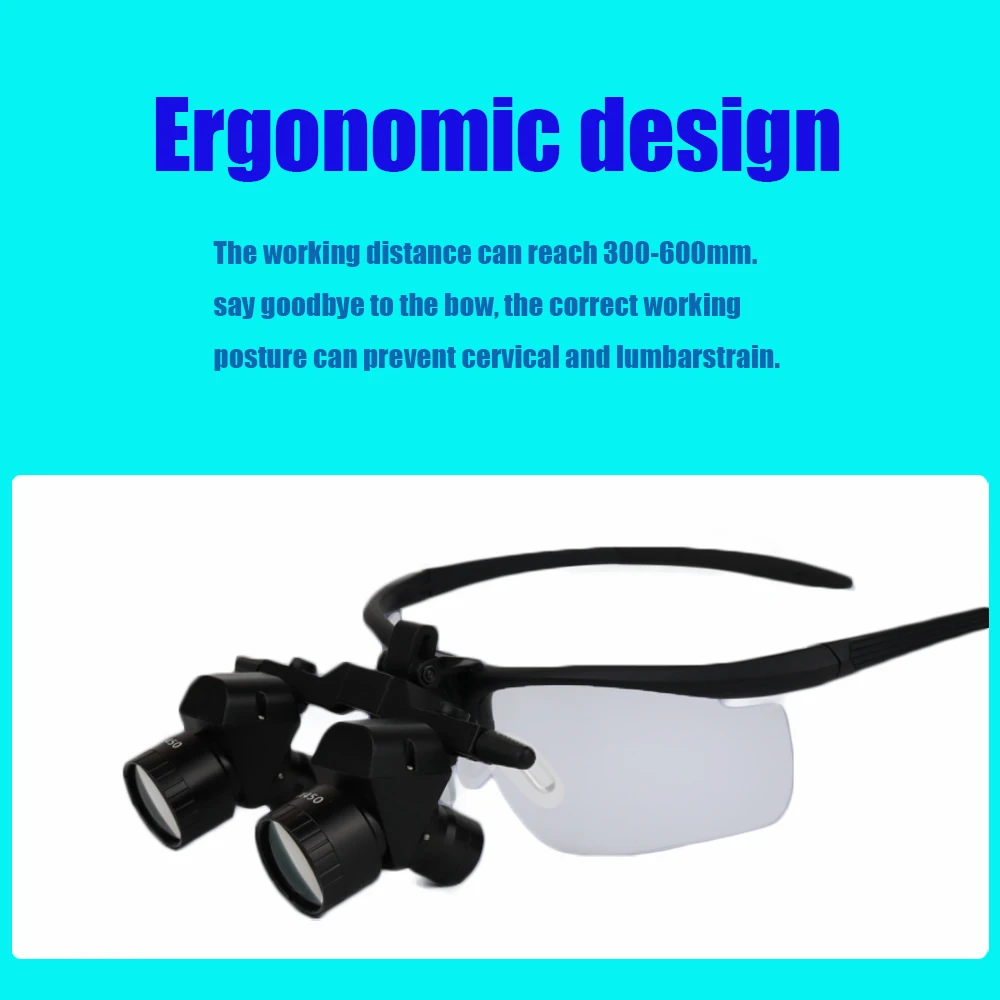 Dental Magnifier Head Worn Binocular Enlarging Glasses Optical Loupes 3W/5W/10W Optical Power Optional