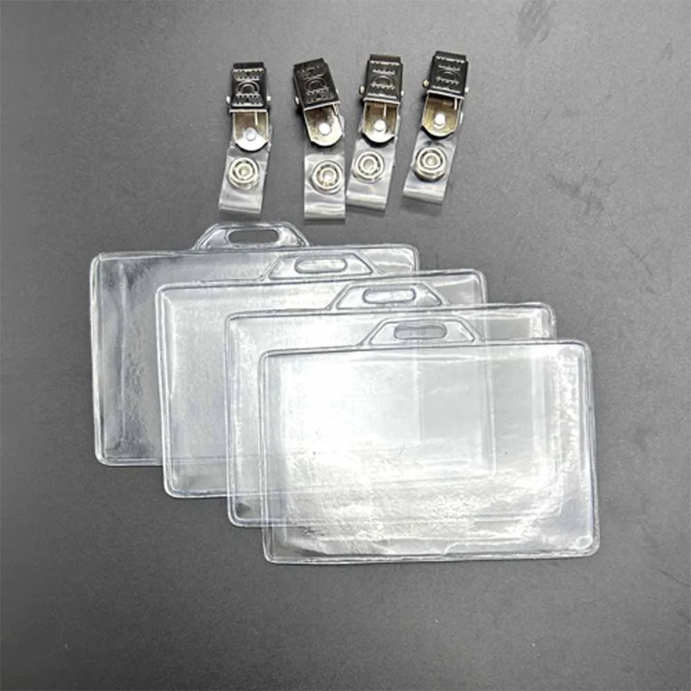 10 Sets Transparent Card Holder Metal Clip Work Card Holder Business Student ID Badge Holder Name Tag  ID Holders Identity Case