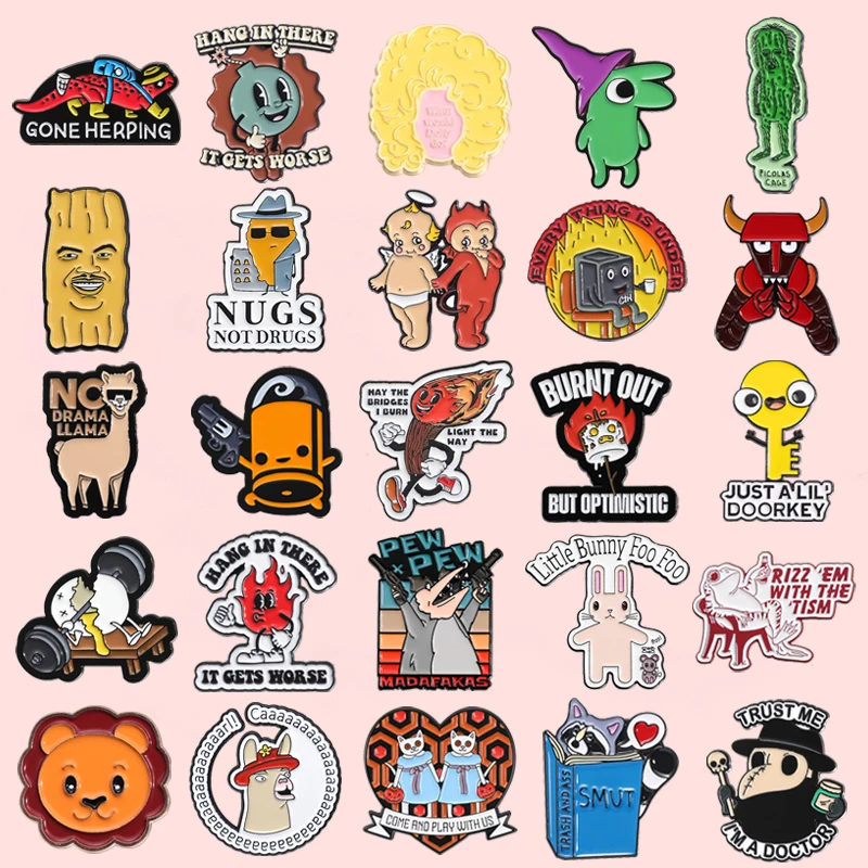 Nette Anime Charaktere Emaille Pin Benutzerdefinierte Kreative Niedlichen Tier Alpaka Broschen Revers Abzeichen Schmuck Geschenke Für Kinder Drop Shipping