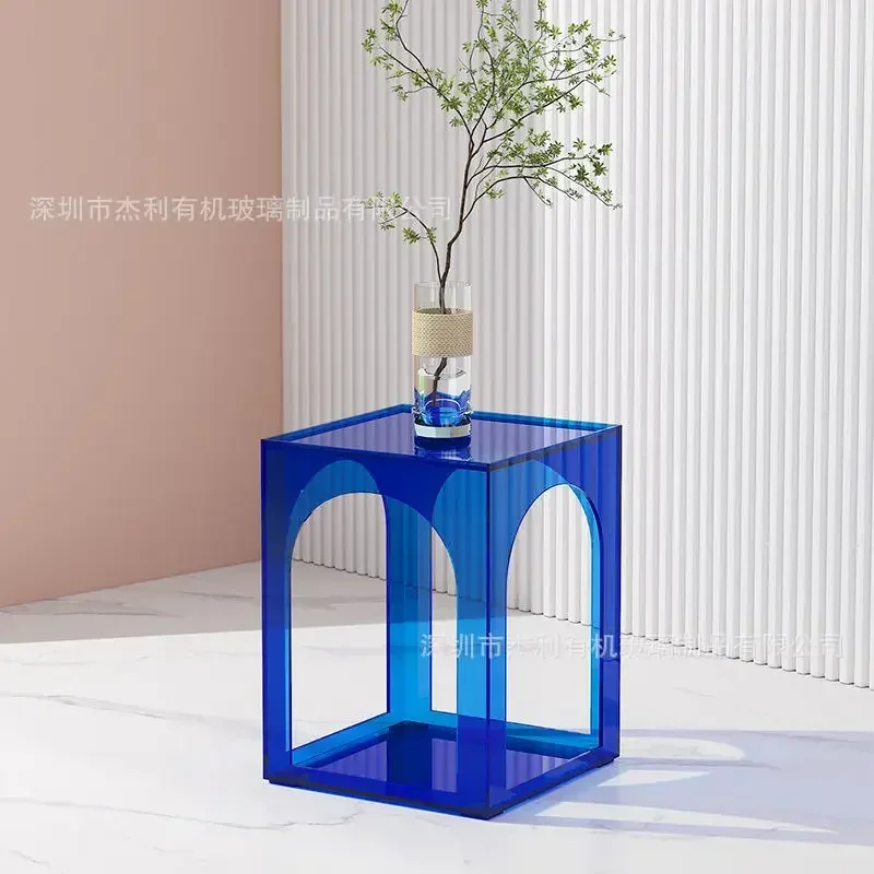 Acrylic Table Coffee Tables Nordic Art Bedside Cupboard Sofa Side Table Storage Side Cabinet Modern Simple Transparent Lattice C