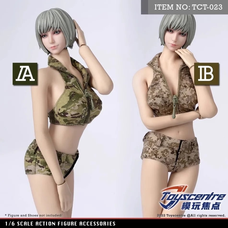 

ToysCentre TCT-023 1/6 Scale Female Camouflage Vest Short Pants Soldier Camo Clothes Set Model Fit 12-inch Action Figure Body