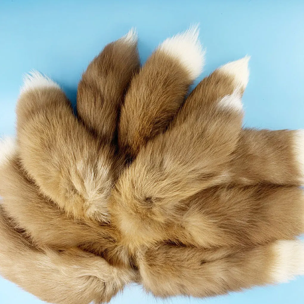 ذيل الحيوان مفتاح قلادة الكريات ملحق الزخرفية هدايا لطيفة فروي ذيل الحيوان المفاتيح اللون الطبيعي #5