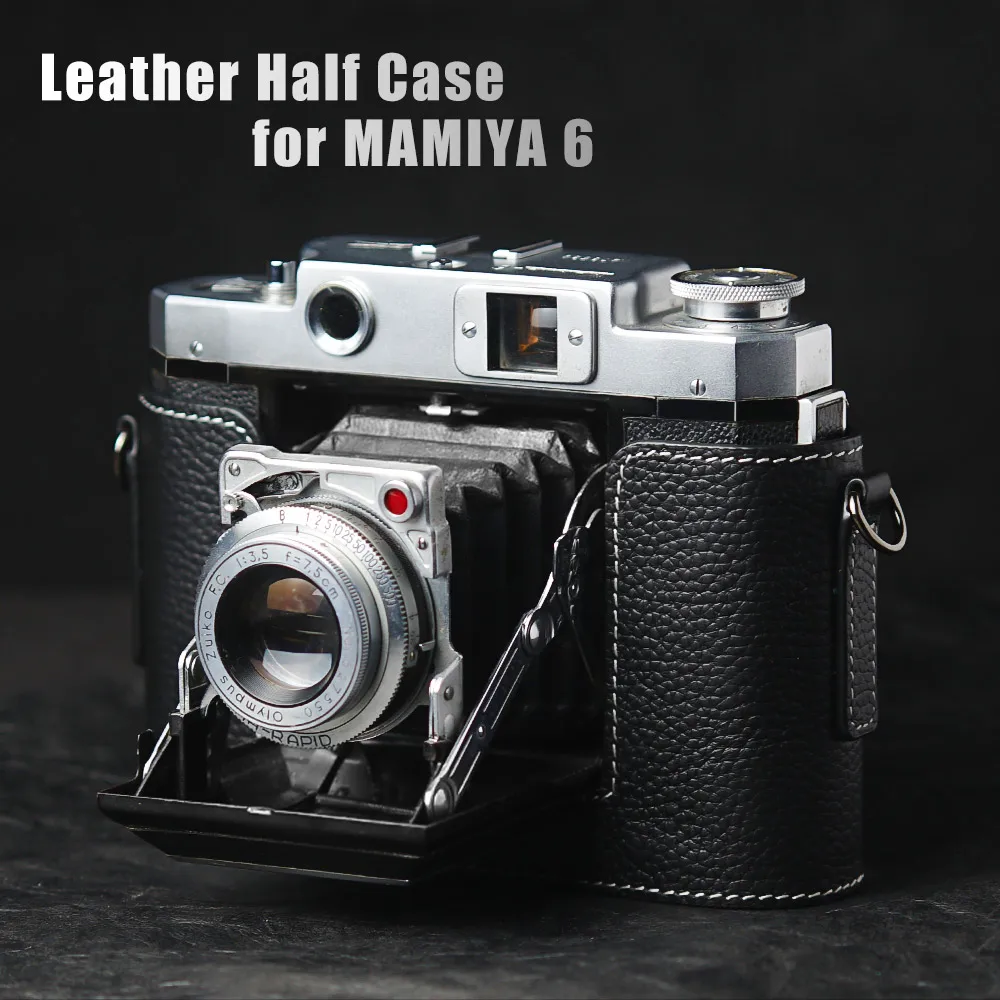 Handmade Genuine Leather Half Case For MAMIYA 6 Case Leash Camera Strap Leather Camera Half Case Camera Genuine Leather Bag