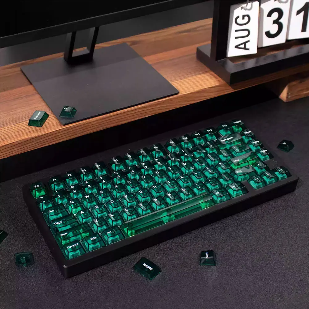 157 Tasten Gletscher Transparenz Tasten kappen voller Satz Kirsch höhe pbt thermische Sublimation für 61 87 98 mechanische Tastatur