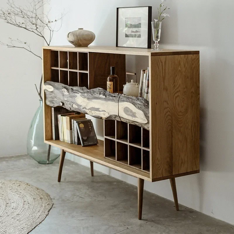 

Modern Chic Style Display Cabinet New Chinese Style Solid Wood Sideboard American Retro Antique Shelf