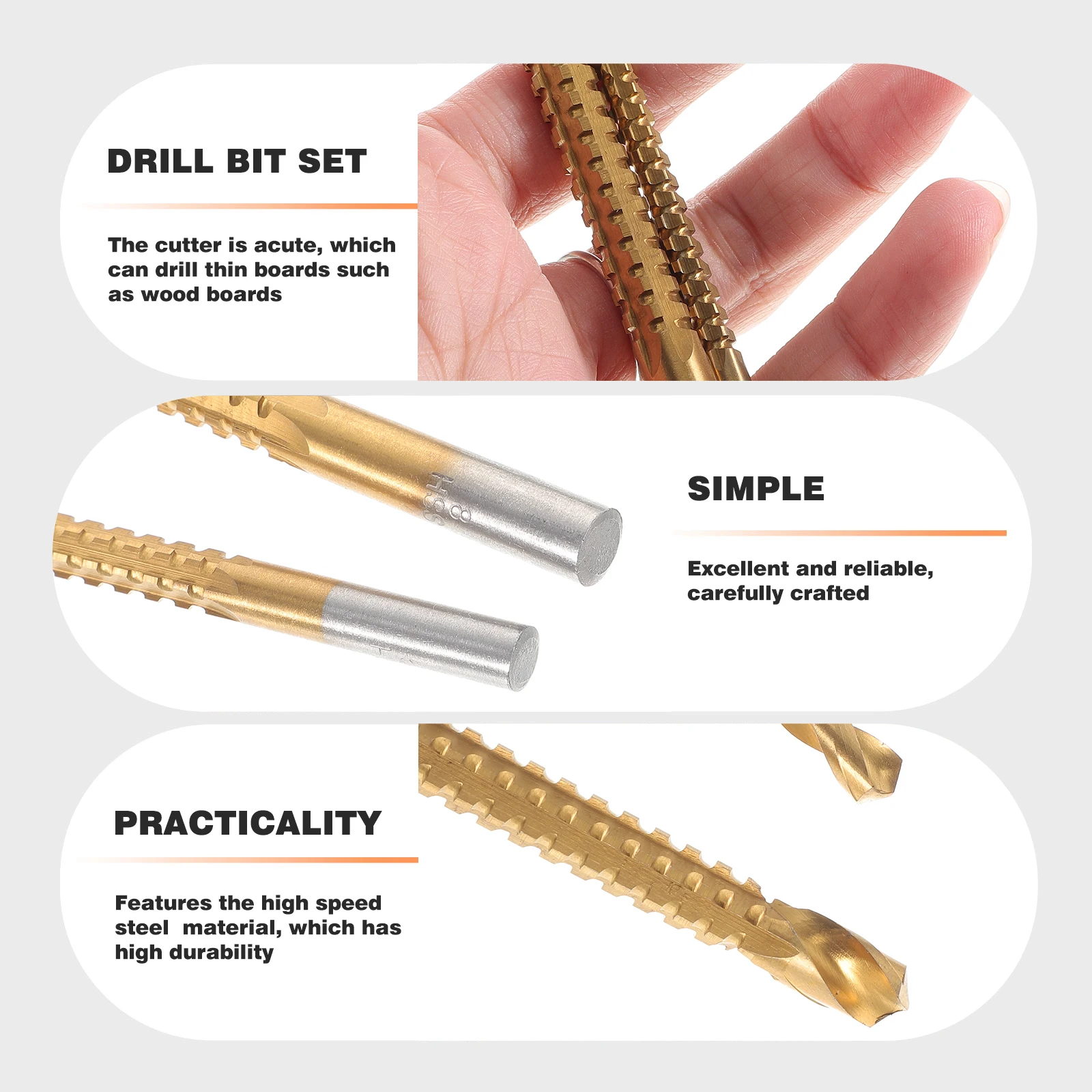 

High Speed Steel Woodworking Drill Bit Set Titanium Coated Spiral Saw Blade Holesaw Tool Twists Side Cutting Carpenter Bit
