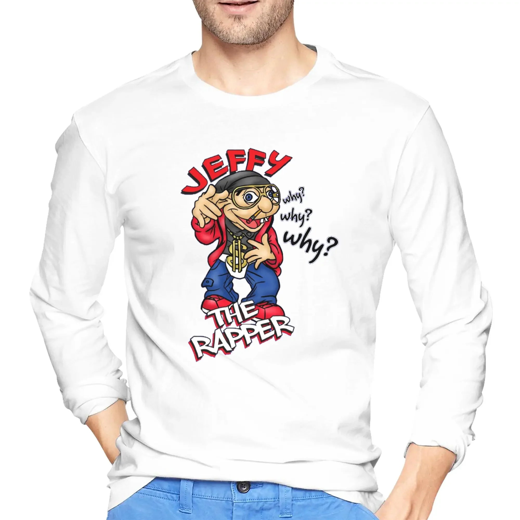 

Jeffy the Rapper SML Character Men's Long Sleeved T-shirt Breathable Round Neck T shirts Spring and Autumn Men tops