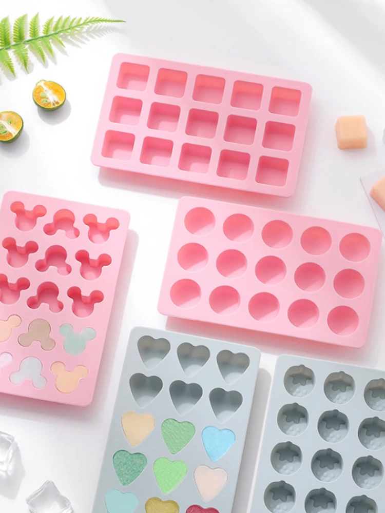 Simple Heart Ice Cube Silicone Mold Frozen Round Chocolate Resin Mould Square Plastic Ice Making DIY Cake Model Party Decoration