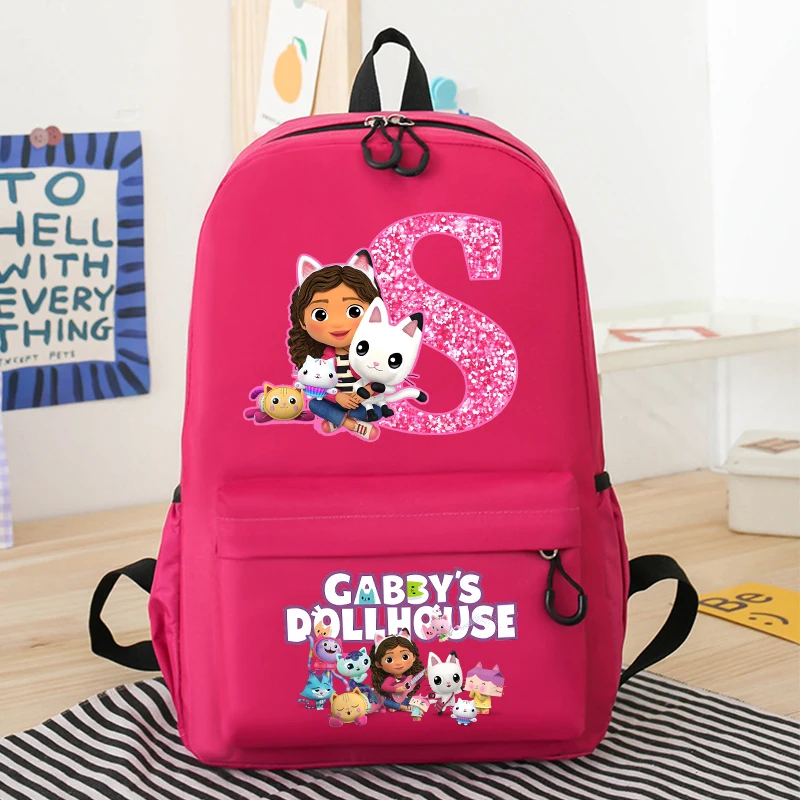 Gabby Dollhouses Girls School Backpack Cute Cartoon Letter Printed Kids Backpacks Boys Girls Schoolbags Children School Backpack