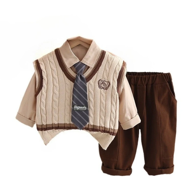

New Autumn Baby Clothes Set Children Boys Vest Long Sleeved Shirt Pants 3Pcs/Set Kids Clothing Infant Costume Toddler Tracksuits