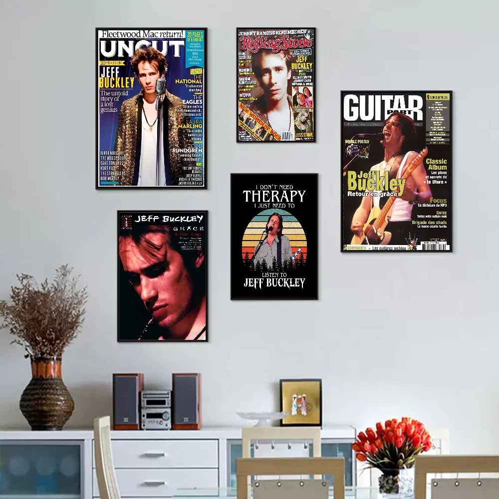 Singer J-Jeff B-Buckley Whitepaper Poster Waterproof Paper Sticker Coffee House Bar Aesthetic Art Wall Painting