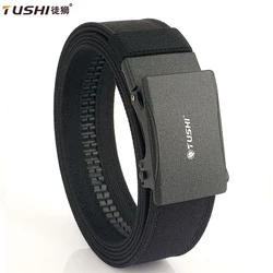 TUSHI New Stiff Tactical Belt for Men Metal Automatic Buckle Military Police Duty Belt 1100D Nylon Gun Belt Casual Girdle Male
