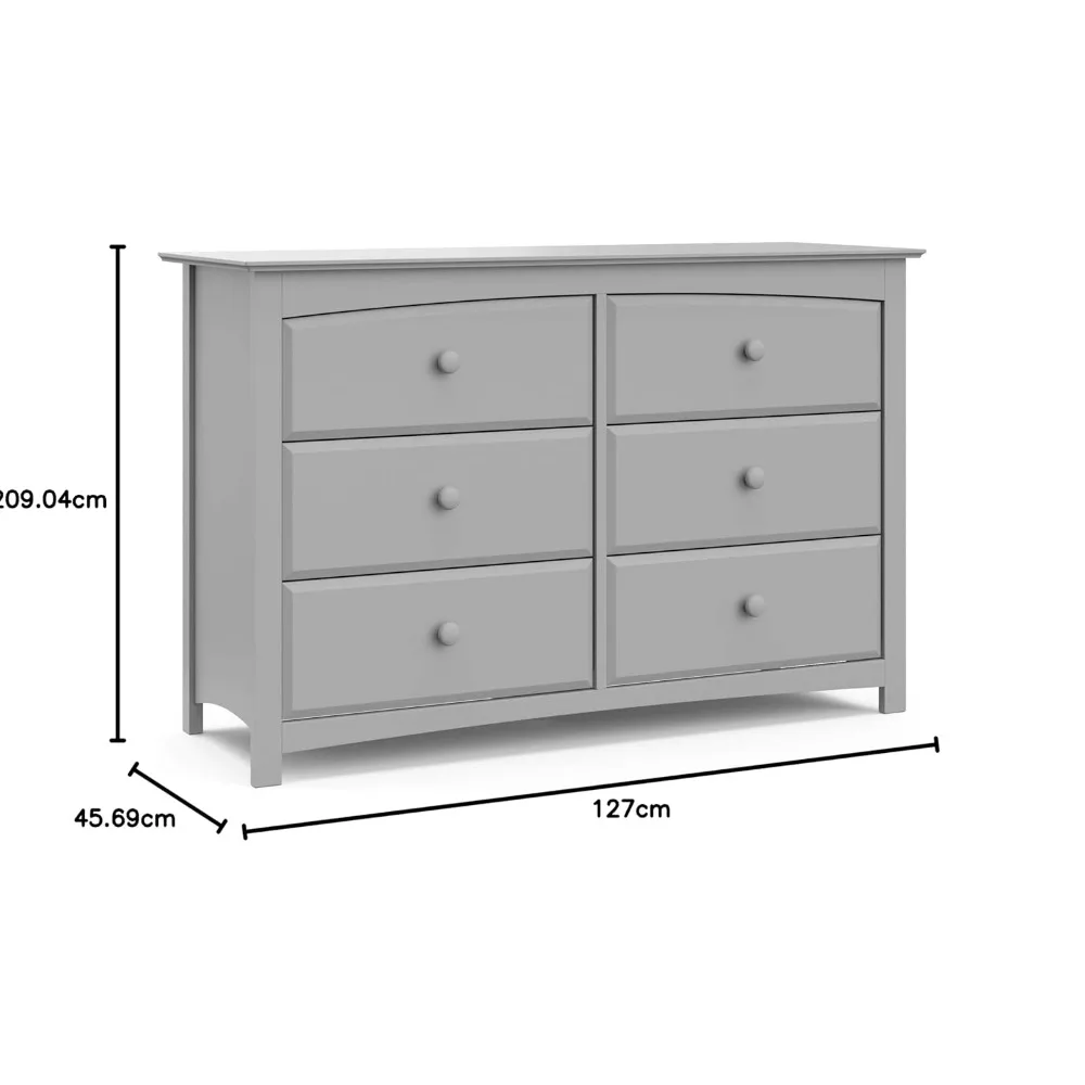 Storkcraft Kenton 6 Drawer Universal Dresser (Pebble Gray) – Dresser For Kids Bedroom