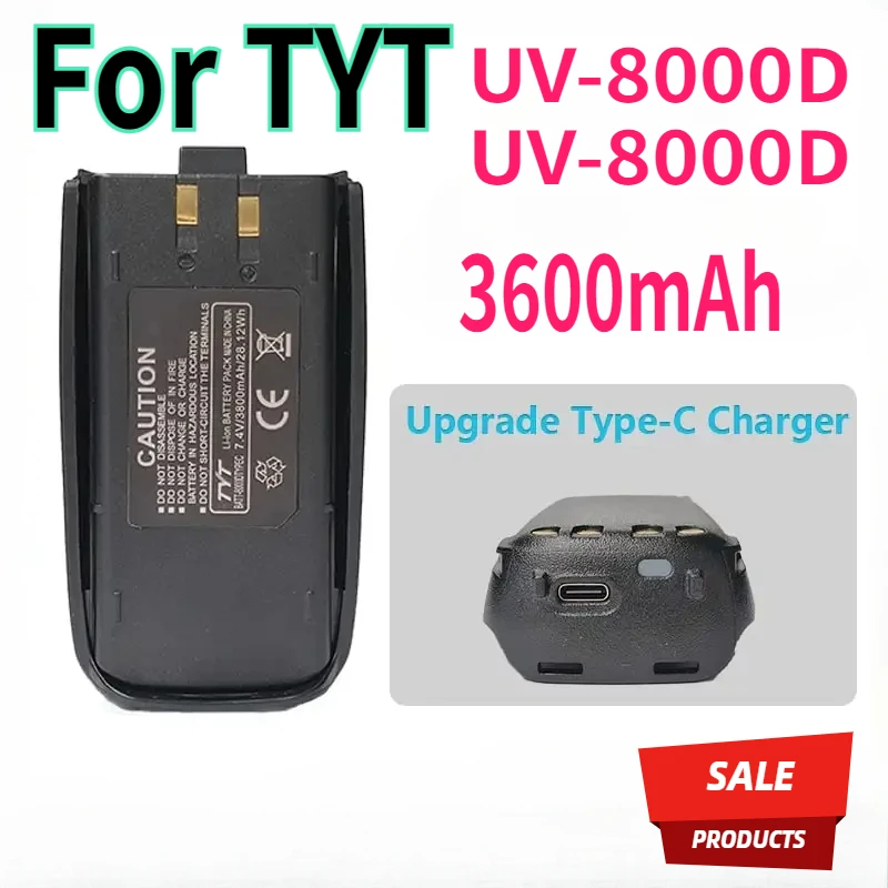 

UV-8000D Battery 3600mAh 7.2V Type-c Charging Li-ion Battery For TYT TH-UV8000E Walkie Talkie UV8000E Two Way Radio