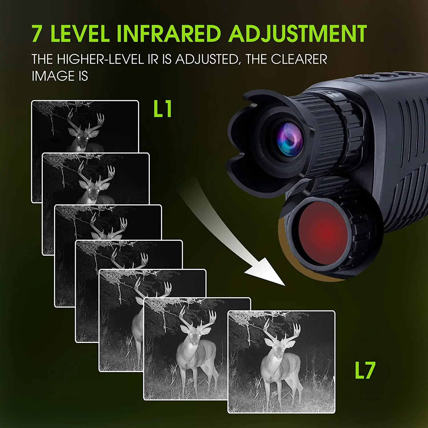 Single eye night vision instrument 1080p high-definition infrared night vision glasses camping binoculars day and night dual use