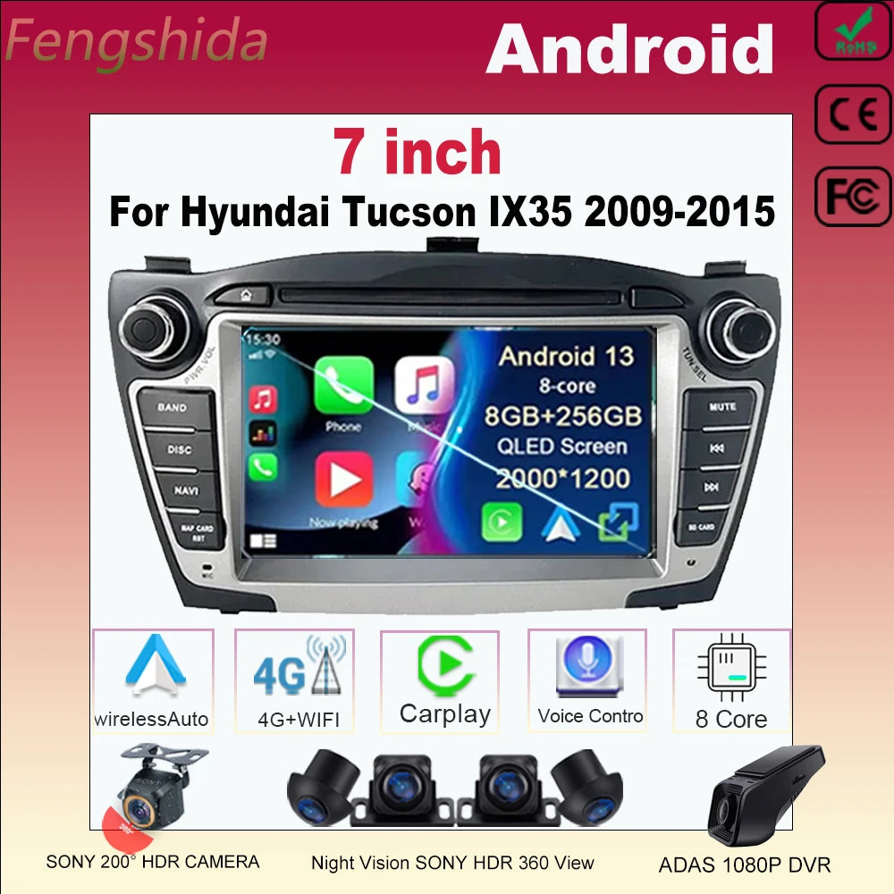 Car Android For Hyundai Tucson IX35 2009-2015 7inch Radio Carplay Multimedia Navigation Auto Stereo Bluetooth No 2din DVD 5G