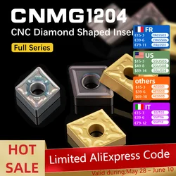 10pcs CNMG120404 CNMG120408 Carbide Insert for MCLNR External Turning Tool CNMG12 Aluminium Blade Stainless Steel Cutter CNC Lat