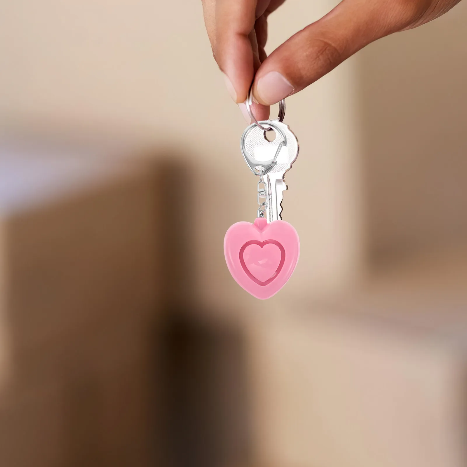 Heart Shaped Personal Alarm High Decibel LED Light Portable Keychain Emergency Security Loud Sound Outdoor Safety Device