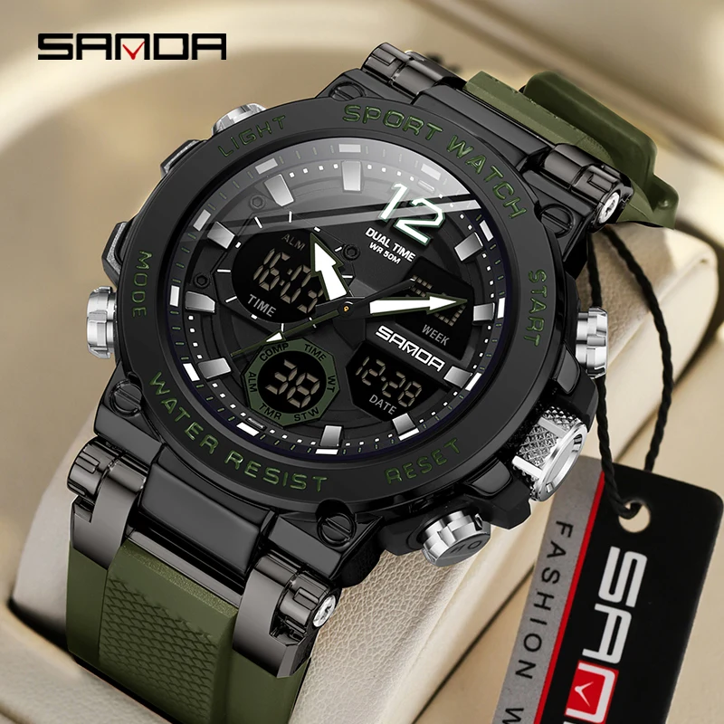 Moda SANDA 6178 Life Travel Orologio sportivo da uomo al quarzo elettronico bello fresco multifunzionale orologio con cinturino in caucciù impermeabile