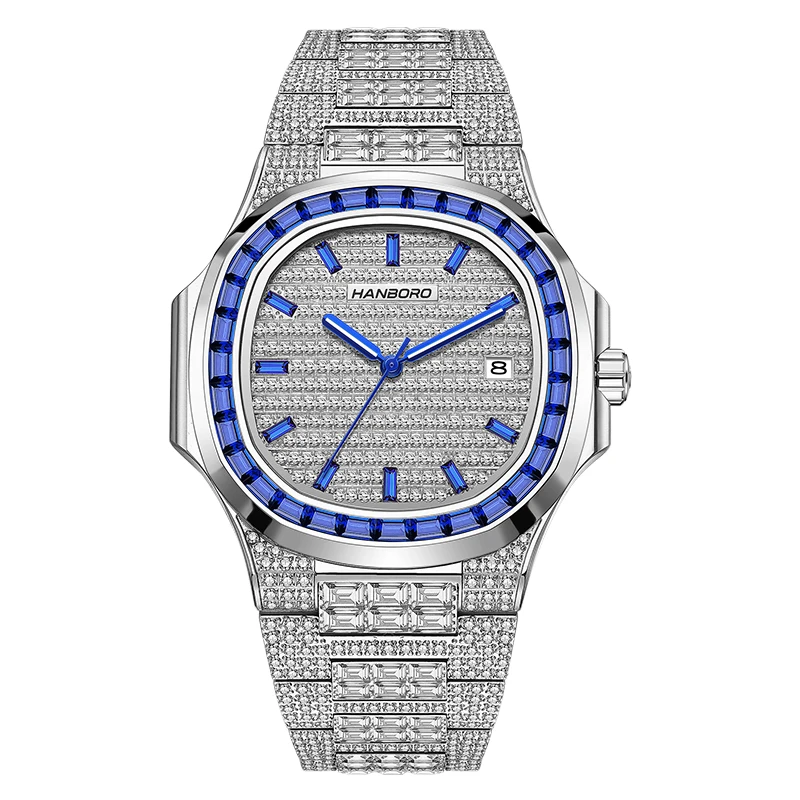 HANBORO Men Automatic Watch 38mm Square Mechanical Wristwatch Luminous 5ATM Waterproof Miyota 8215 Full Crystal Dial & Case