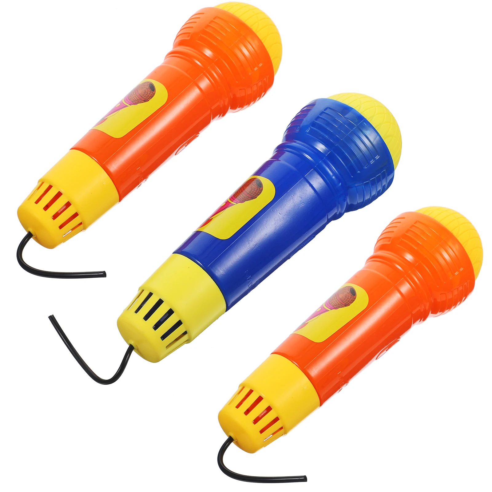 Microfono eco da 3 pezzi per bambini, colore brillante, design compatto, festa, canto, gioco di ruolo, divertente amplificatore audio in plastica per bambini
