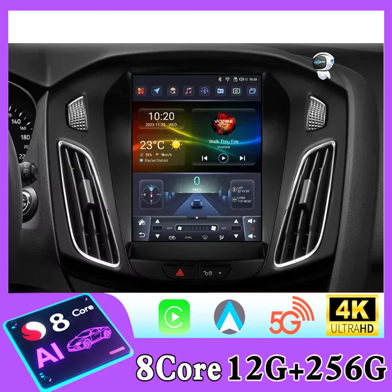 Radio para Auto de 9.7 Pulgadas con Pantalla Android Auto, Multimedia, Carplay, 5G WIFI, Video, Navegación y Estéreo para Ford Focus 3 Mk 3 2011 2012 - 2019
