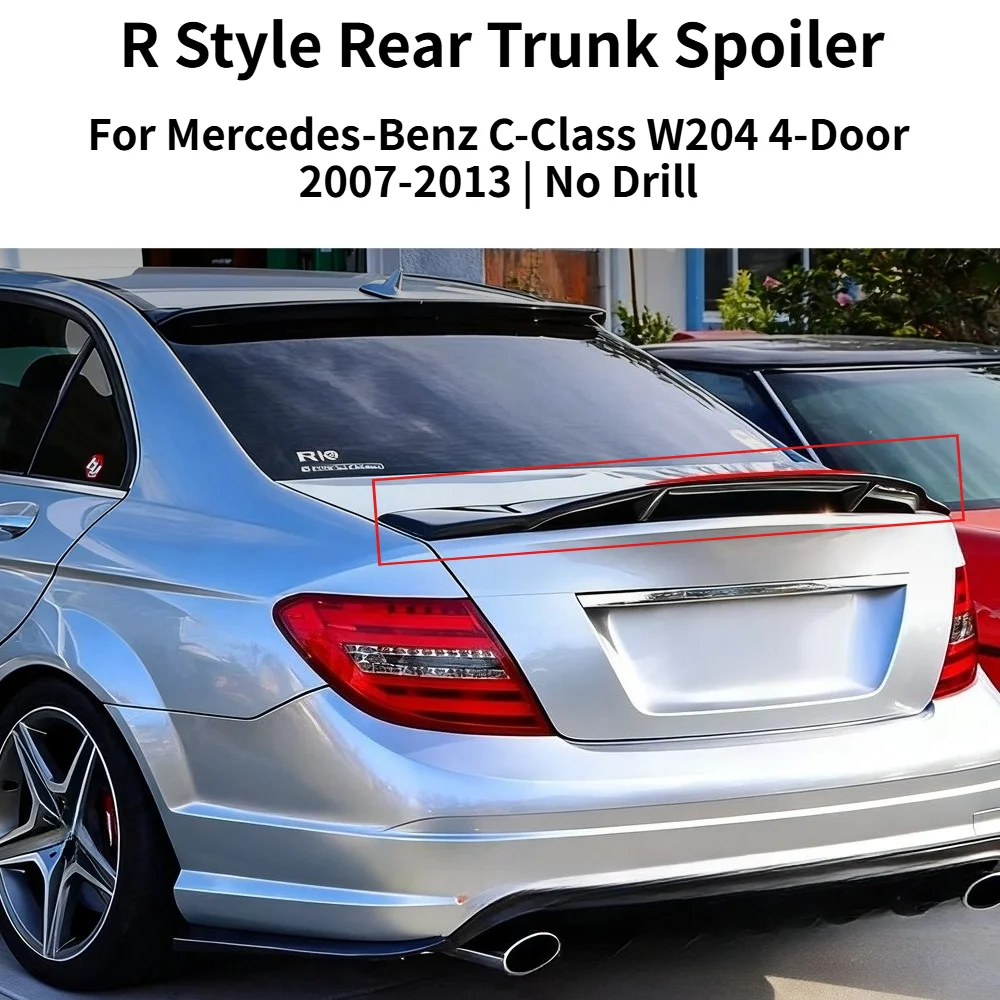 

Rear Trunk Spoiler Wing R Style For Mercedes Benz C-Class W204 4 Door 2007-2013 No Drill Exterior Refit Body Kit Accessories