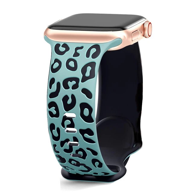Graviertes Leopardenarmband für Apple Watch Ultra2 3 Band 49 mm 44 41 40 45 38 mm Silikonarmband Iwatch Serie 98765SE 10 11 46/42 mm