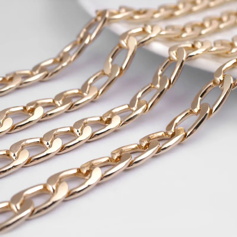 1 Meter Champagne Gold Color Flat Extended Chains Aluminum Chains Necklace Chains High Quality Diy Jewelry Making Accessories