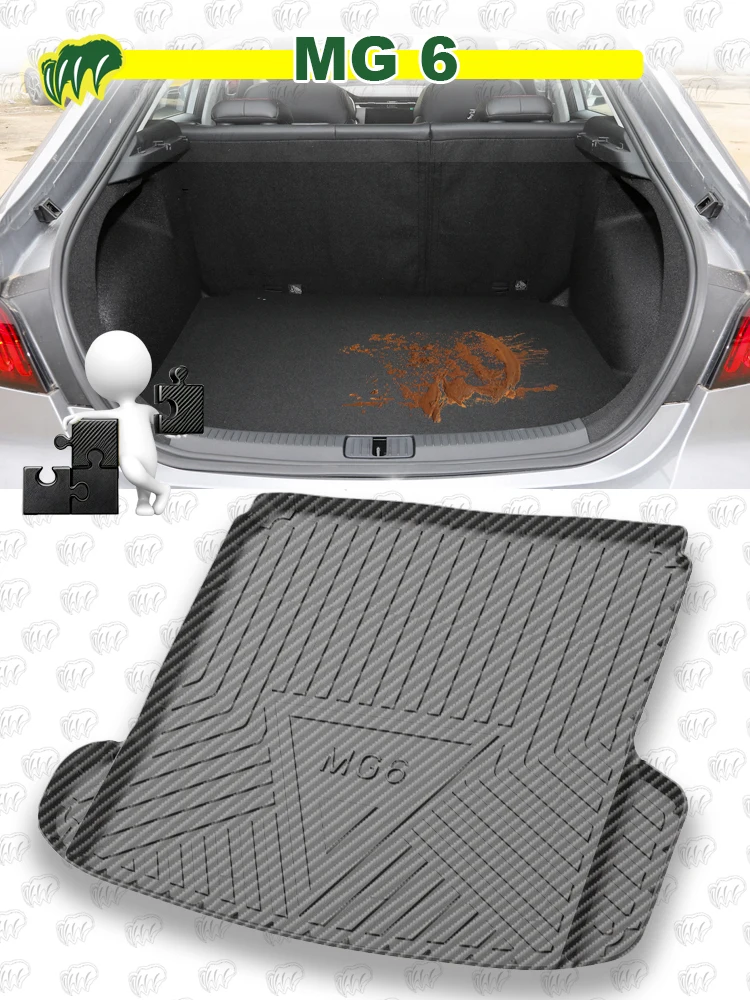 For MG 6 Pro 18 19 20 21 22 2017-2023 Custom Fit Car Trunk Mat All Season Black Cargo Mat 3D Shaped Laser Measured Trunk Liners