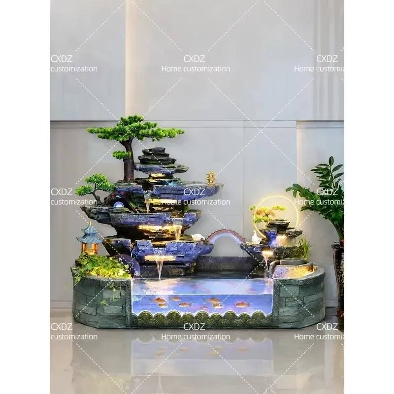 Rockery Circulating Water Fountain Home Living Room Fish Tank Entrance Balcony Courtyard Lucky Decoration Waterfall Ornament