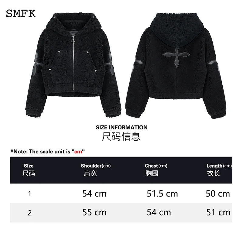 SMFK Women Handmade Lamb Fleece Hoodie Zip Hooded Cashmere Jacket  Short Thicker Woolen Jacket Babes Cashmere Short Coat CF002BS