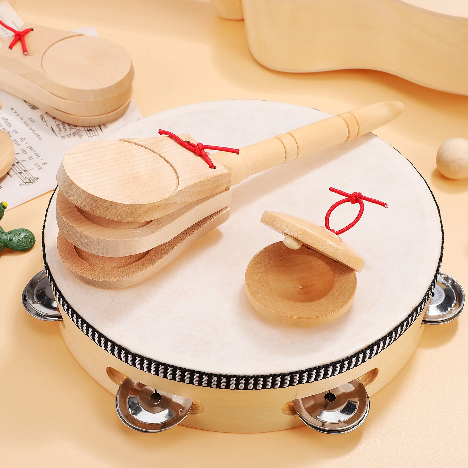

4pcs Wooden Spanish Finger Percussion Instrument Handheld Music Clapper For Adults Noise Maker Wood Hand Clapper Spanish