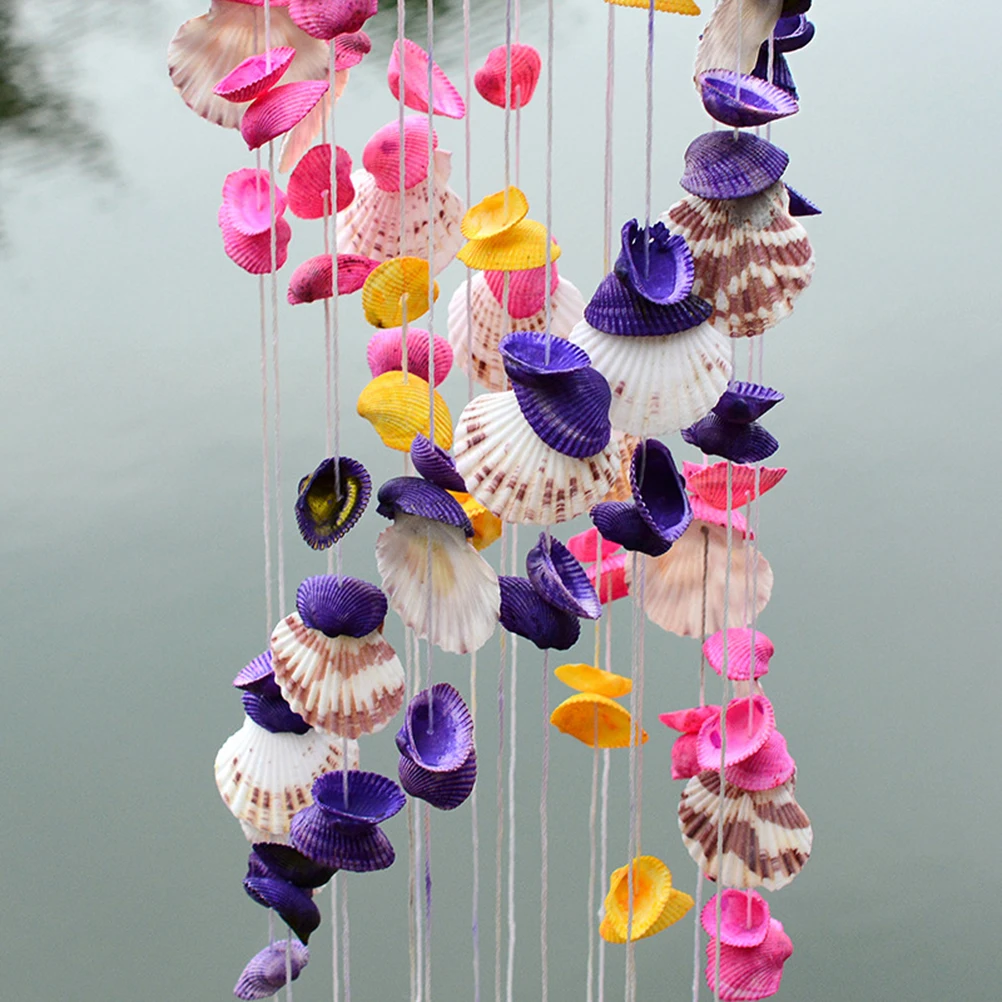 

1Pcs Shell Wind Chime Mediterranean Style Colorful Spiral Hanging Decor for Window Garden Corridor Balcony Wind Chime