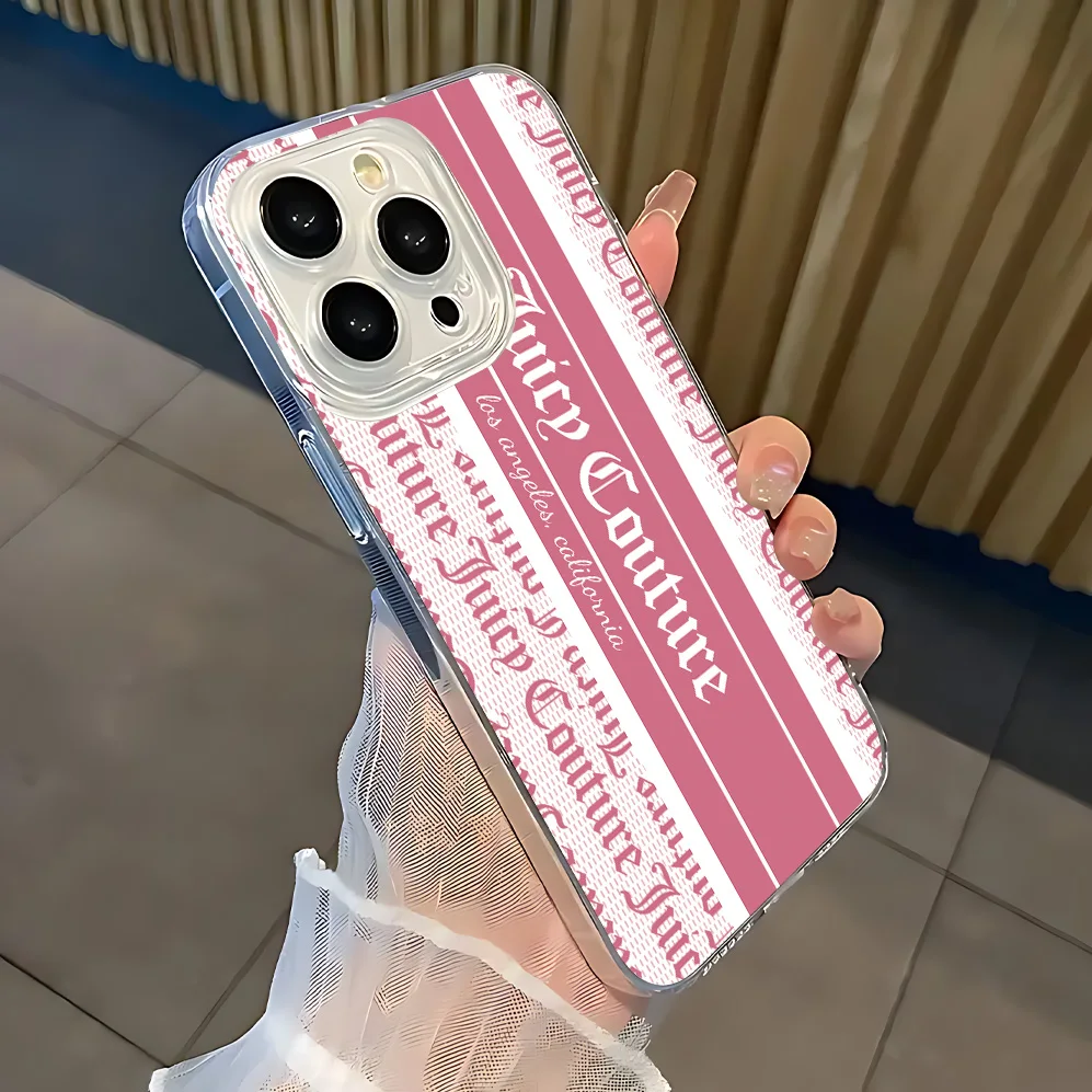 Funda de teléfono rosa j-juicy c-cuture para Samsung Galaxy S25 S24 S23 S22 S21 S20 FE Note20 Note10 Edge Plus Ultra Lite 5G transparente
