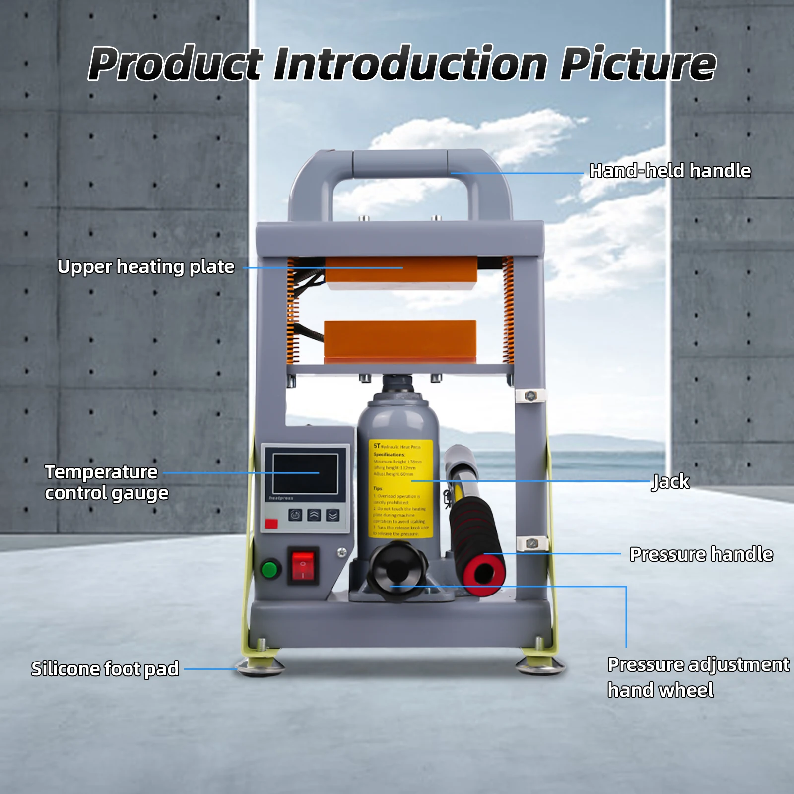 Macchina per pressa di calore idraulica manuale da 5 tonnellate con fusoliera solida Macchina per estrazione di colofonia a doppia piastra riscaldante da 600 W EU