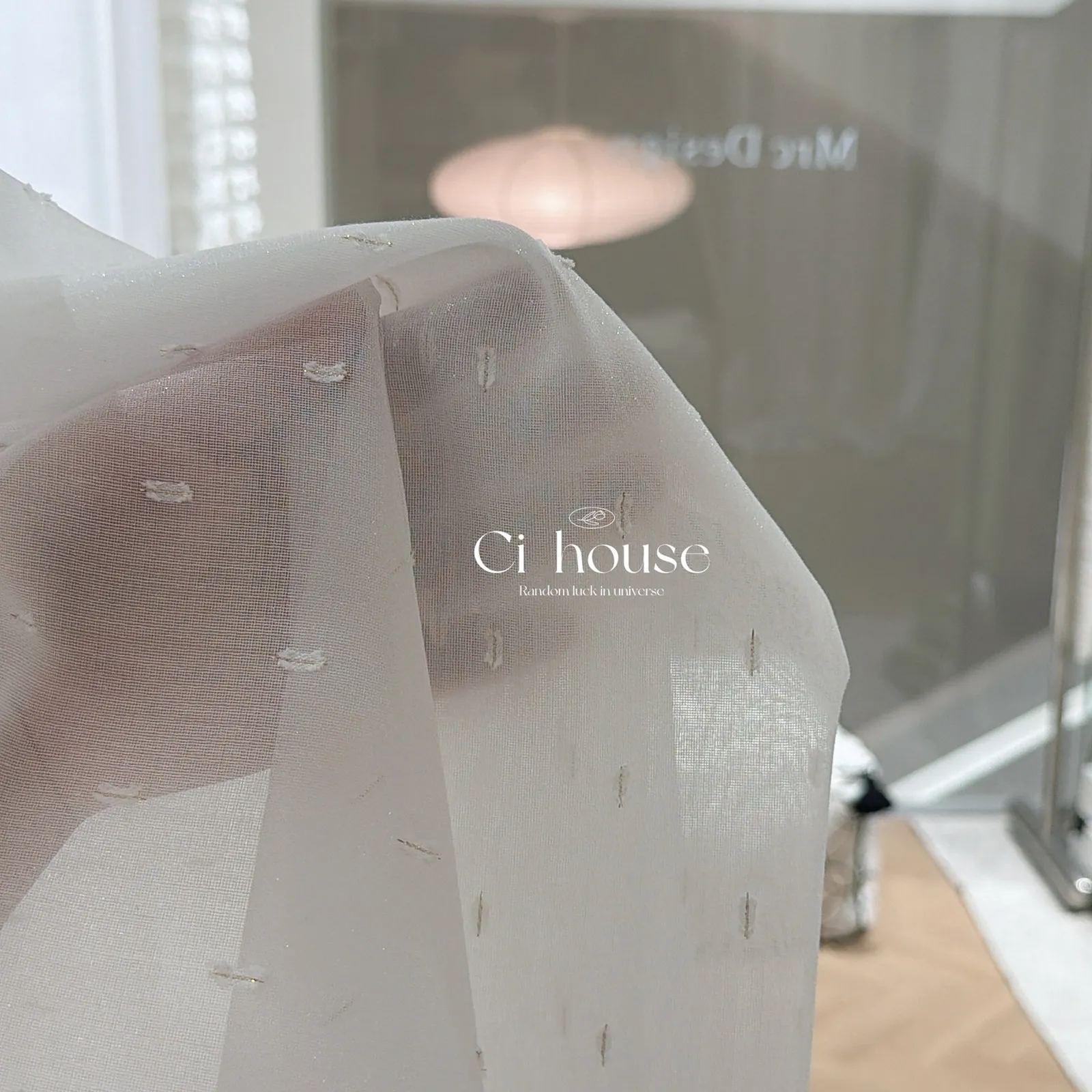 Glossy Cream Dot Jacquard White Gauze Fungus Side Window Screen Living Room Bedroom French Window Balcony Window Customized