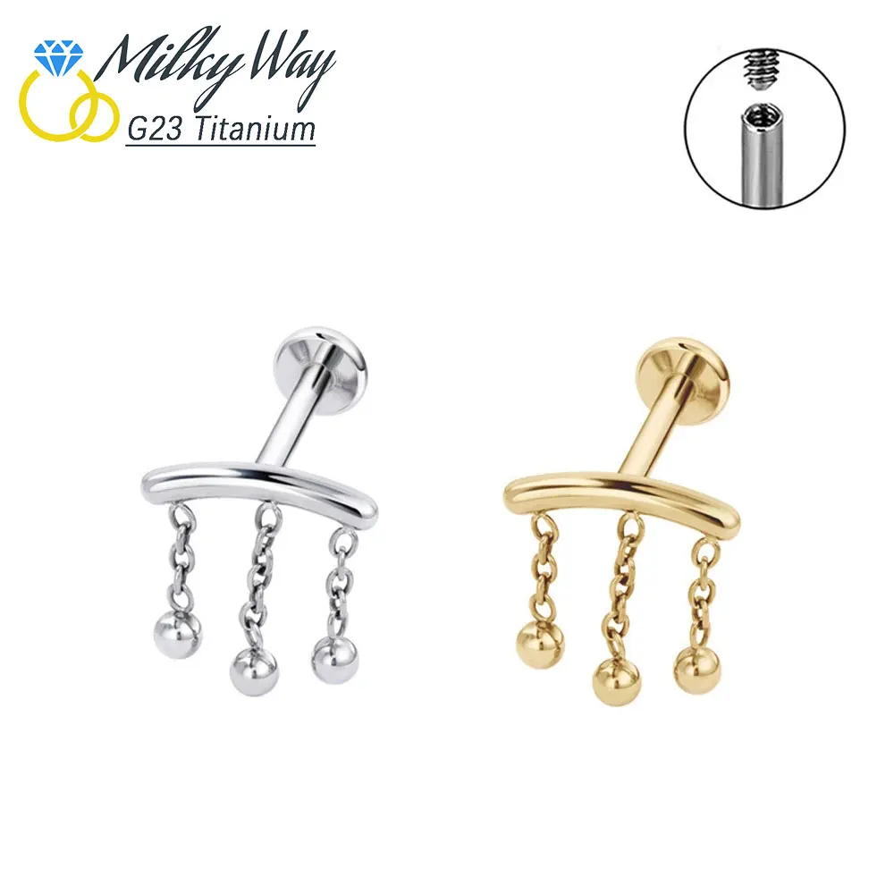 Beautiful Rings G23 Titanium Tassel Earrings Sexy Labret Nose Stud Creative Hanging Nasal Lip Piercing Jewelry Brincos Feminino