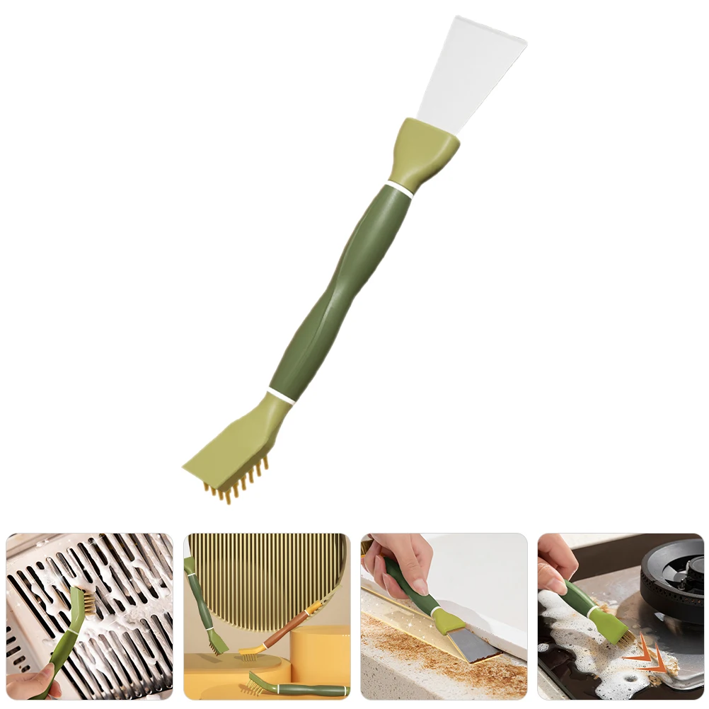 

1pcs Kitchen Scraper Dual Cleaning Tool Sturdy Bristles Household Bathroom Garage Stainless Steel Scraper Dishwashing Pan