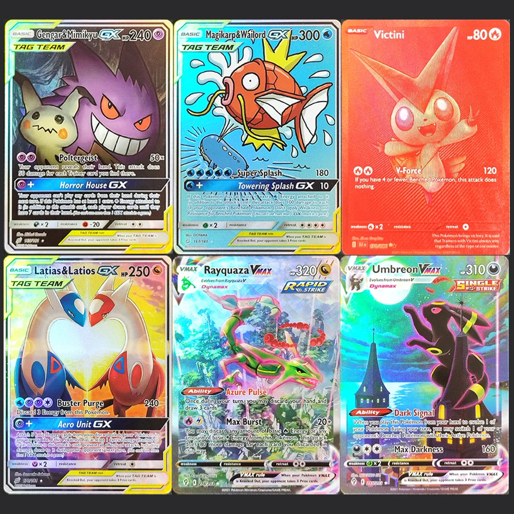 DIY PTCG English Gengar Minikyu Charizard Pikachu Lucario Reshiram Victini Umbreon Mewtwo Latia Hobby Collection Flash Card Toy