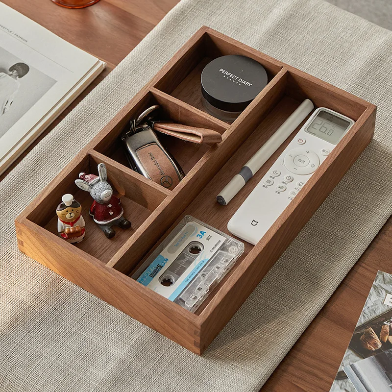 Solid wood desktop sundry coffee table office key storage box Jewelry cosmetics stationery organizer box tray