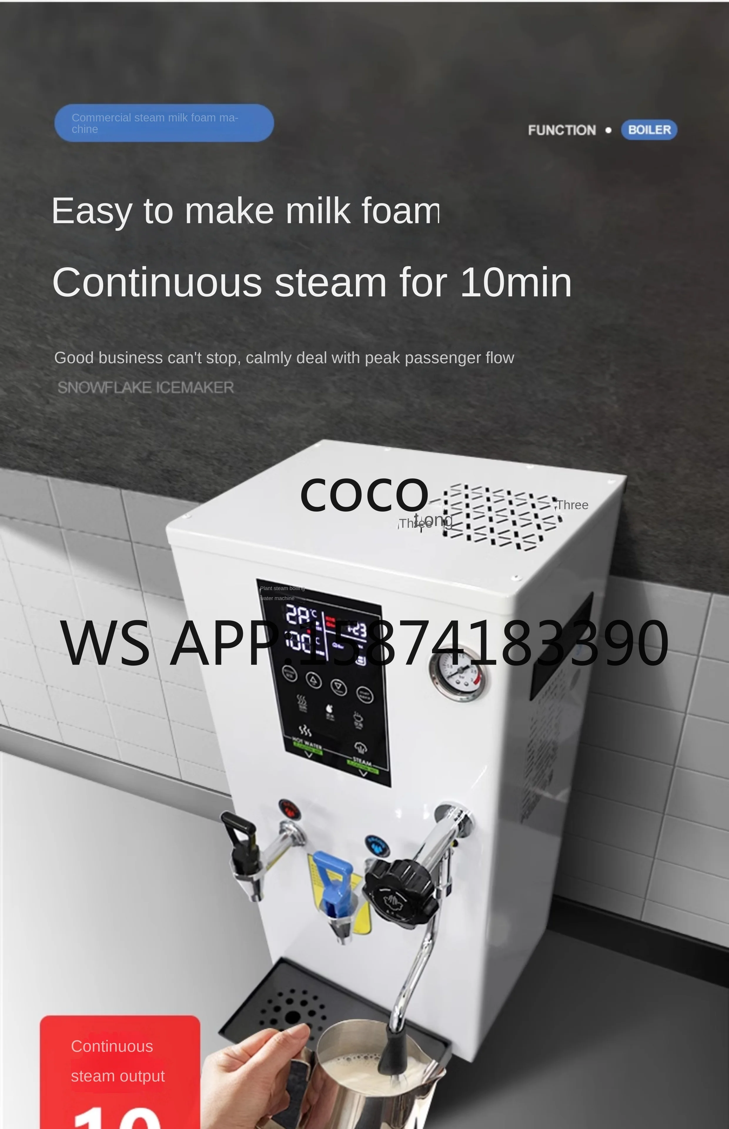 Full-Automatic Dual-Boiler Steam Water Machine Commercial Hot Cold Milk Foam Maker Integrated for Milk Tea Shop
